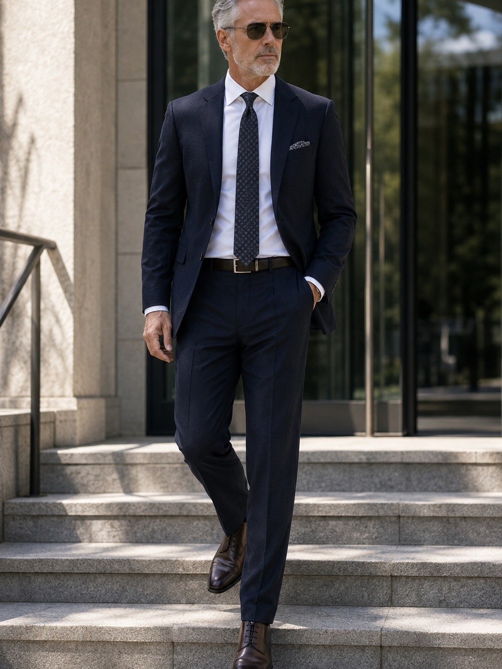 Oxxford Clothes Aristocrat Navy Kingscourt Pleated Wool Hand Tailored Suit 40R